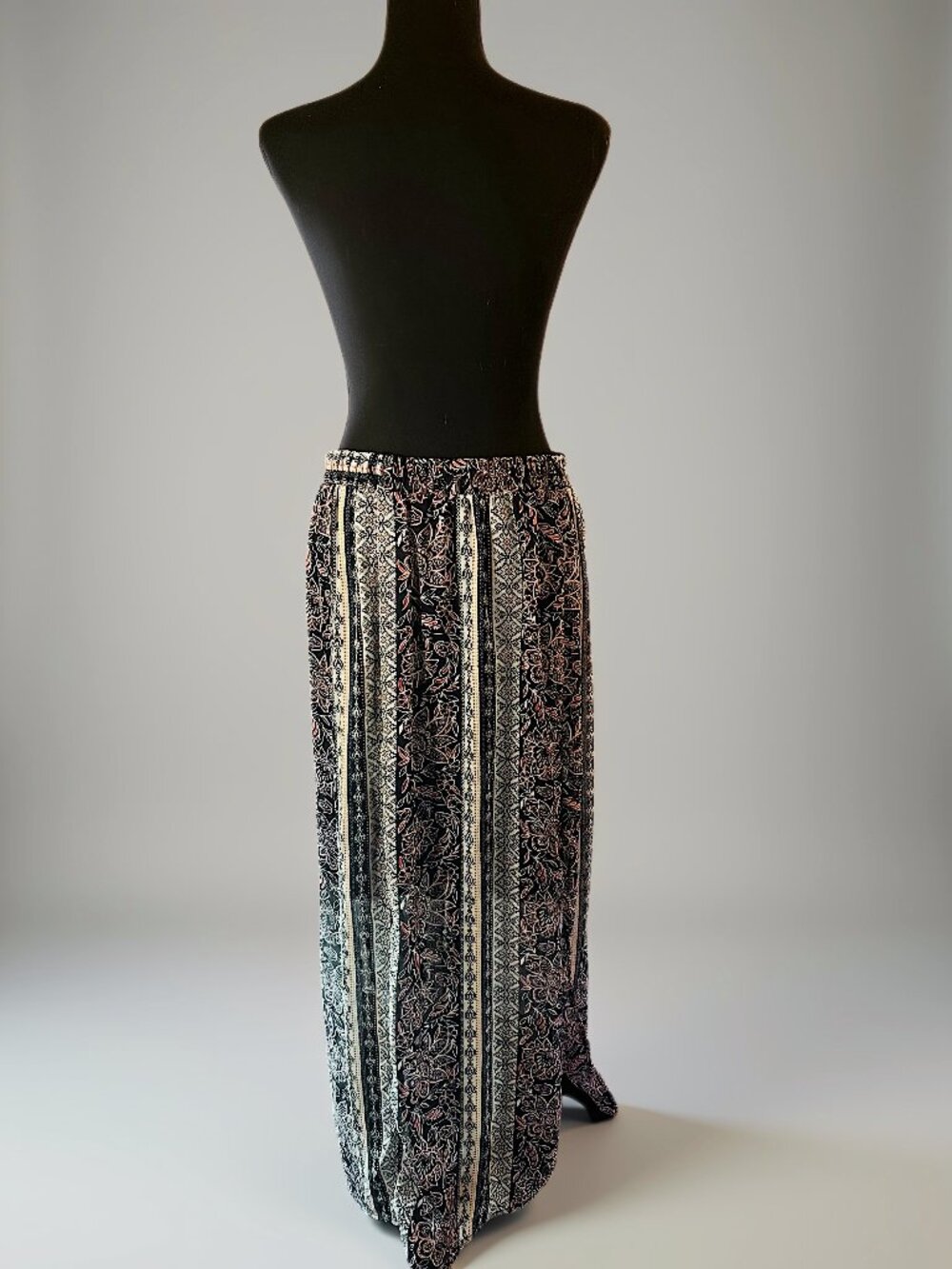 Faded Glory Boho Striped Floral Maxi Skirt Size M 8-10